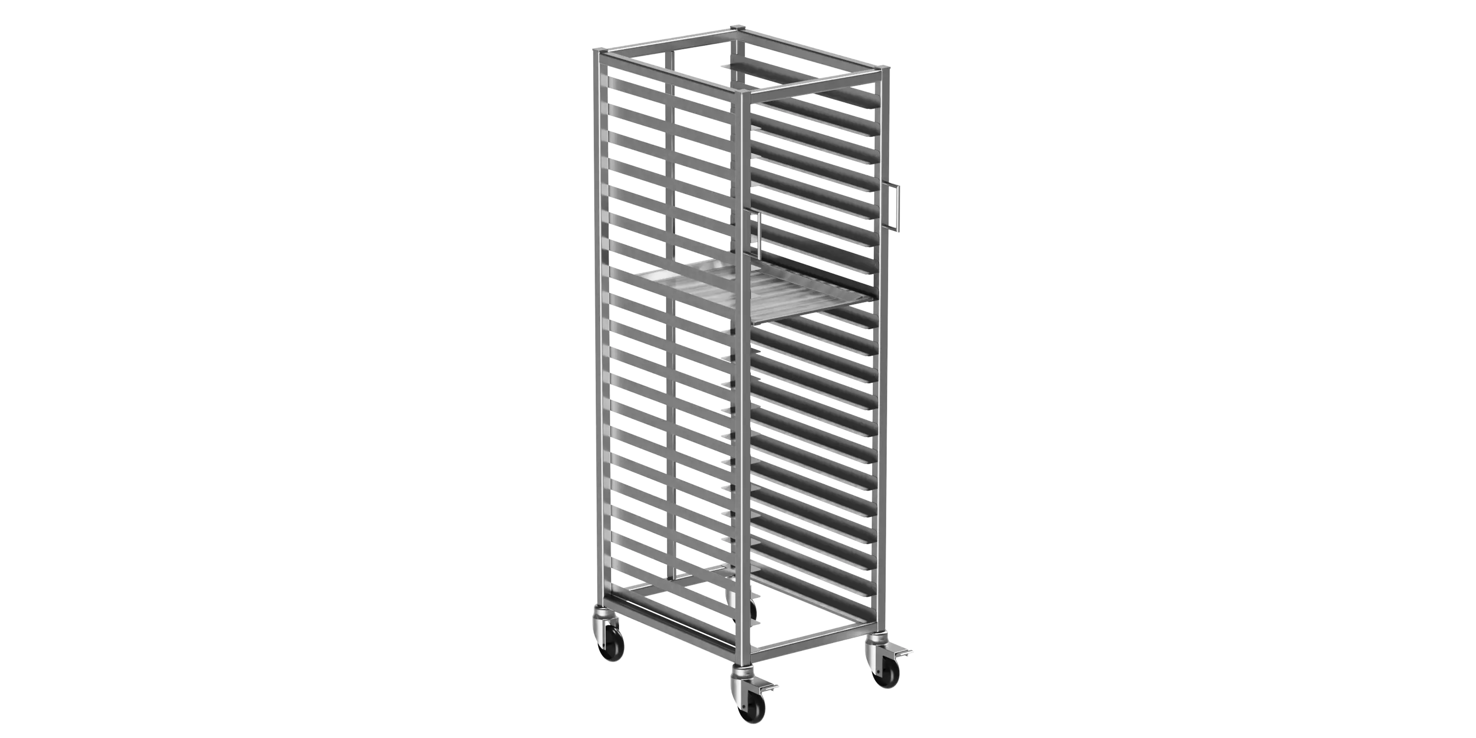 40x60 Tepsi Taşıma Arabası Tekli 20 Adet Kapasiteli (40x60 Tray Trolley Single) 20